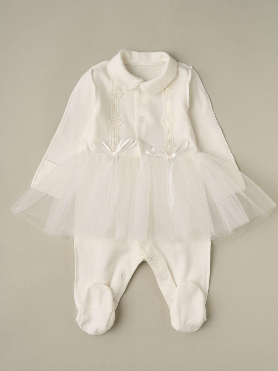 Комбинезон с юбочкой Little Star Бантики хлопок интерлок 3373 (ЧЗ-нз) крем 56