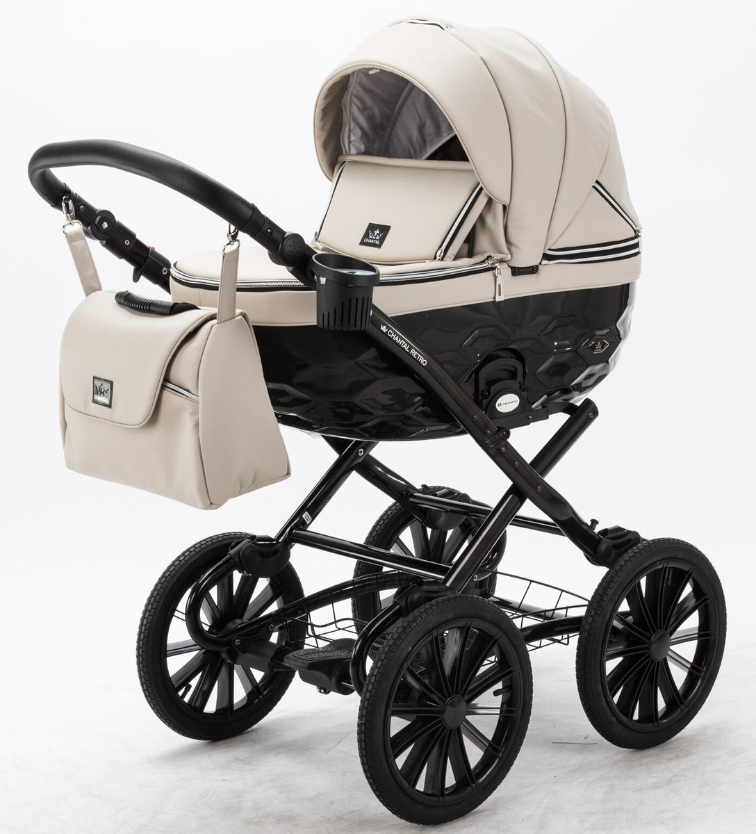 Детская коляска Adamex Chantal Retro Deluxe 2 в 1 C-SA07 (СВ. БЕЖЕВЫЙ)