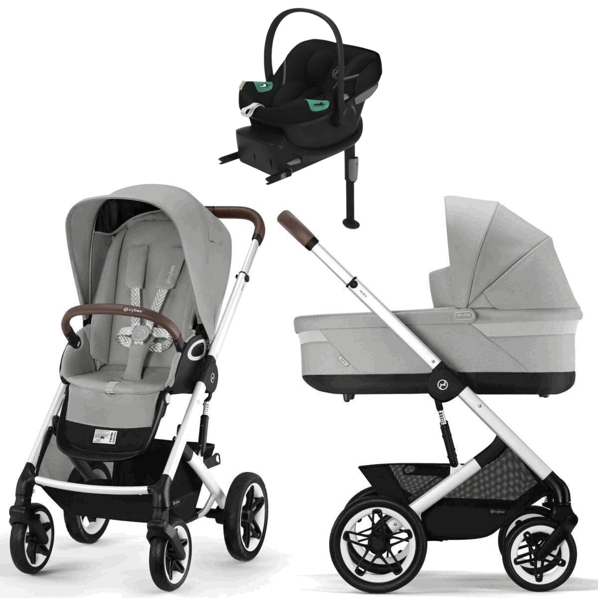 Коляска Cybex Talos S Lux SLV complete Aton S2 Moon Black Base One 4 в 1 Stone Grey с дождевиками