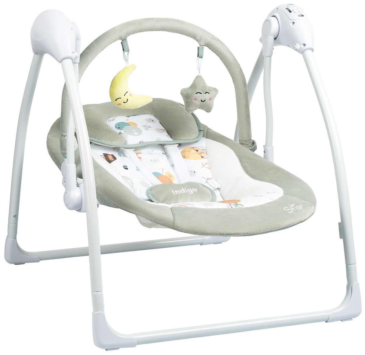 Детские электрокачели Indigo Star Light зеленый