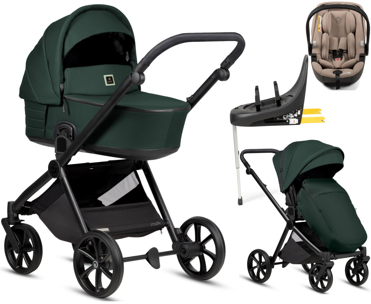 Детская коляска Tutis Mio 3 Plus Essential New 4 в 1 с автокреслом Beno Beige и базой 1622240 Pacific Green