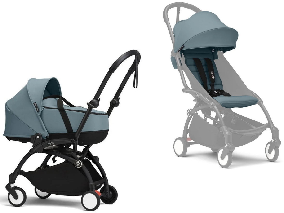 Коляска Stokke YOYO3 Newborn Shell рама чёрная Black 2 в 1 Aqua