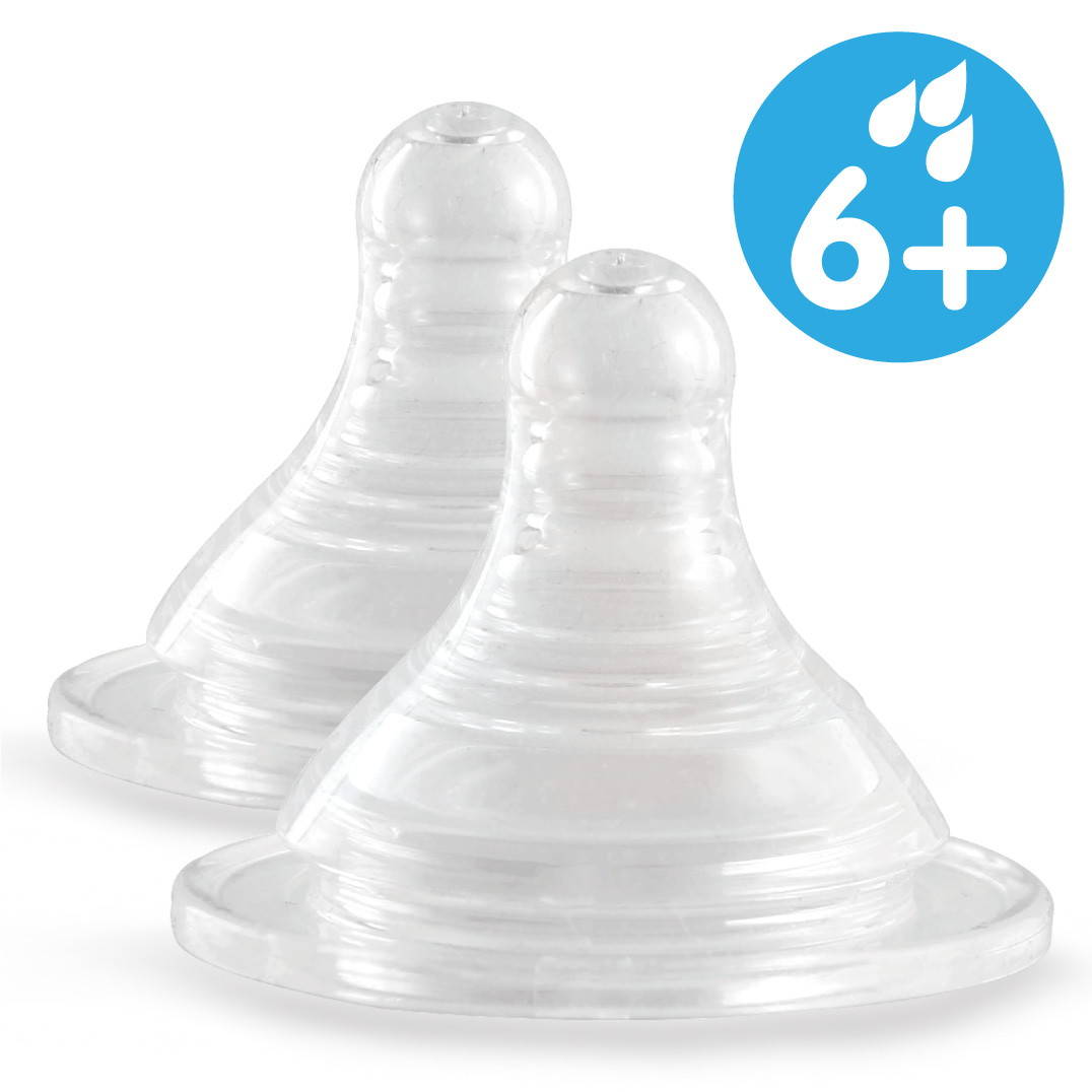 Соски для бутылочек с широким горлышком Ramili Baby BT100LX2 быстрый поток (6+) 2 шт.