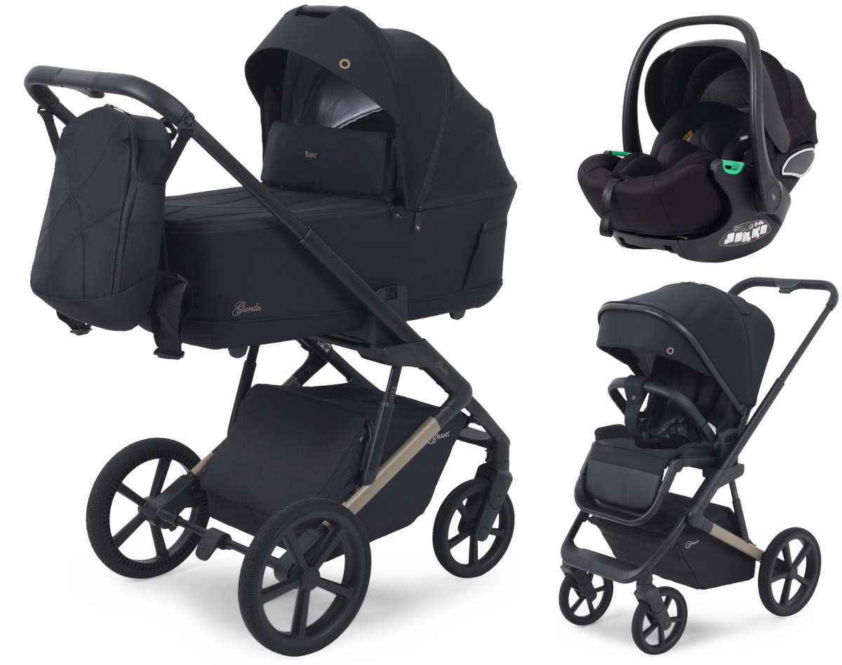 Детская коляска Rant Garda 3 в 1 с автокреслом Evomax Black Black