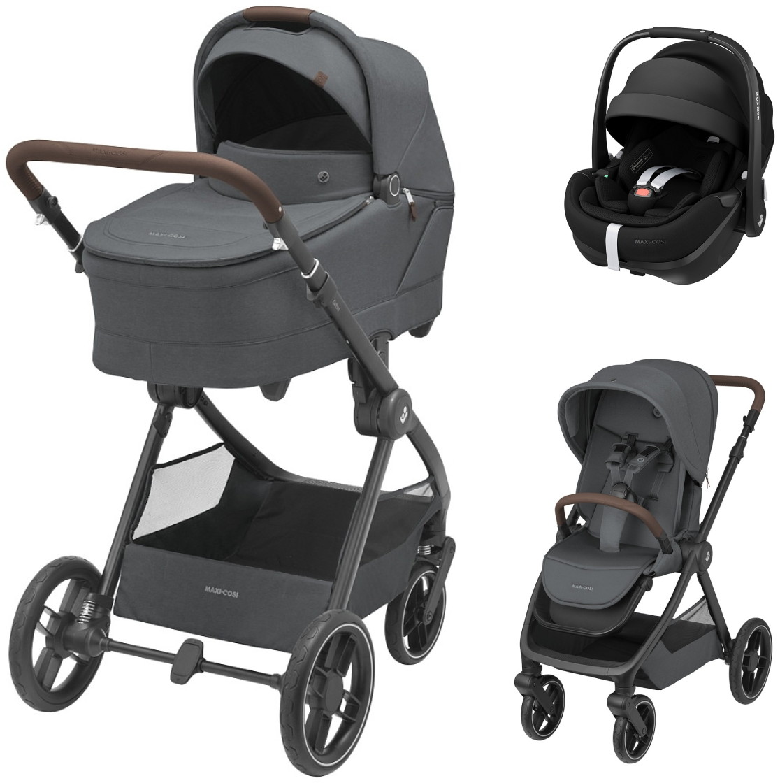 Коляска детская Maxi-Cosi Oxford Plus 3 в 1 с автокреслом Pebble 360 Pro Twillic Black 1978204110 PlusTwillic Graphite/Графит