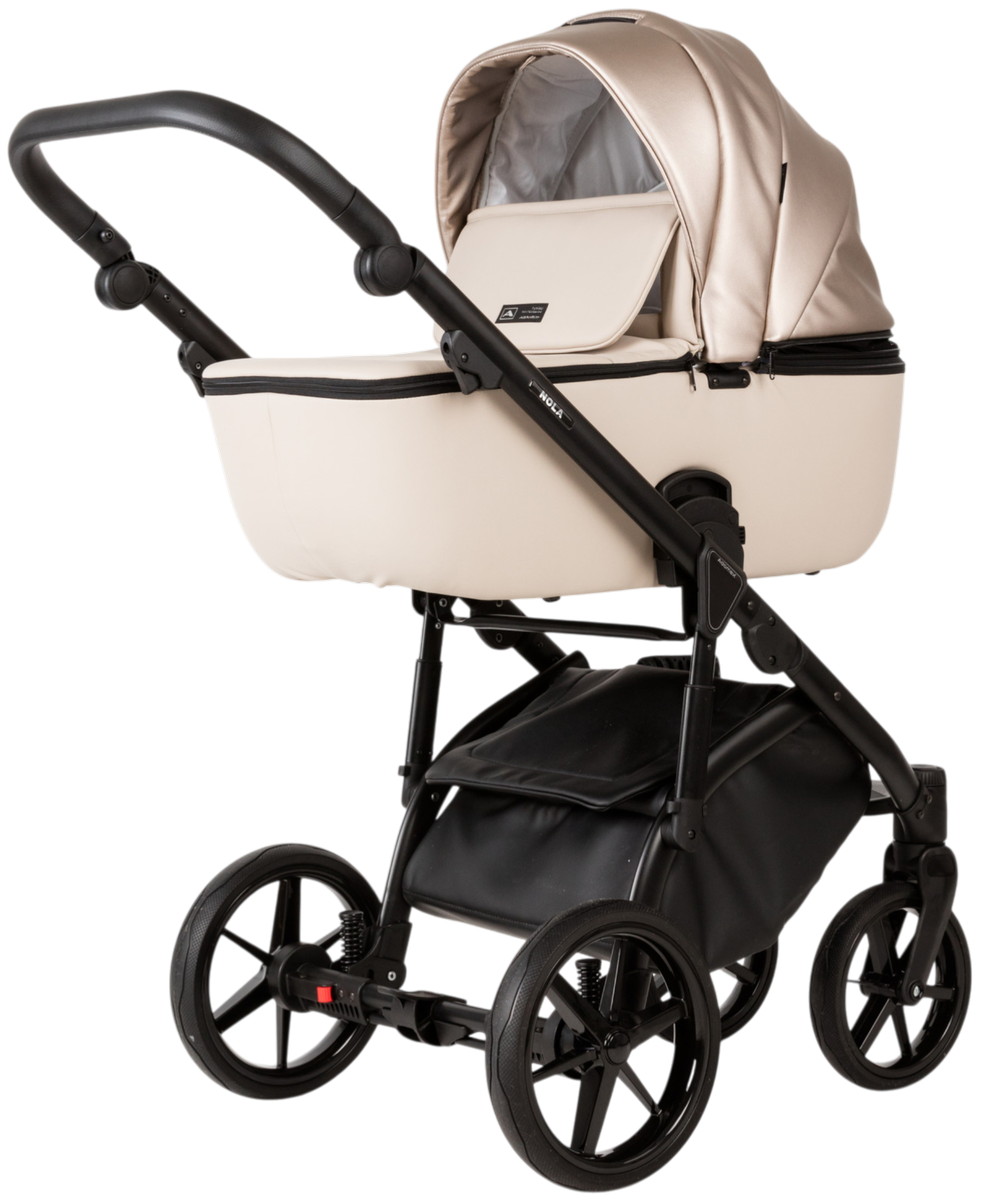 Детская коляска Adamex Nola Deluxe 2 в 1 N-SD10 (СВ.БЕЖ КОЖА + БЕЖ.ПЕРЛ.КОЖА)