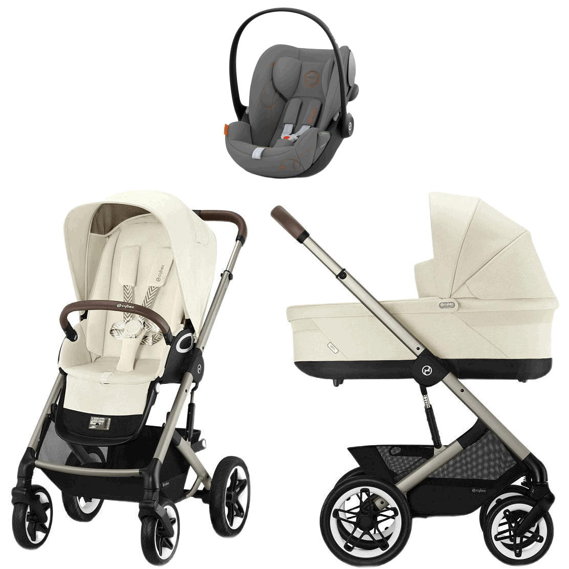 Коляска Cybex Talos S Lux TPE complete Cloud G Lava Grey 3 в 1 Seashell Beige с дождевиками
