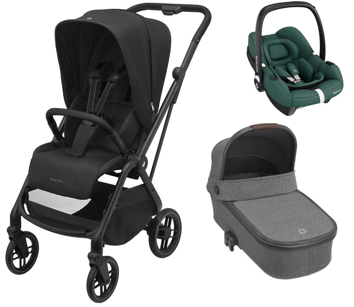 Детская коляска Maxi-Cosi Leona² Oria 3 в 1 с автокреслом CabrioFix Essential green 1204390110 Twillic Black/1507029110 Select Grey