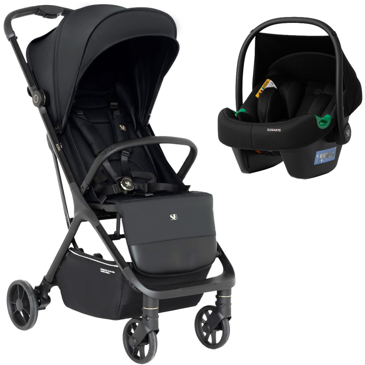 Прогулочная коляска Sweet Baby Aura + автокресло Elegante Plus Grey