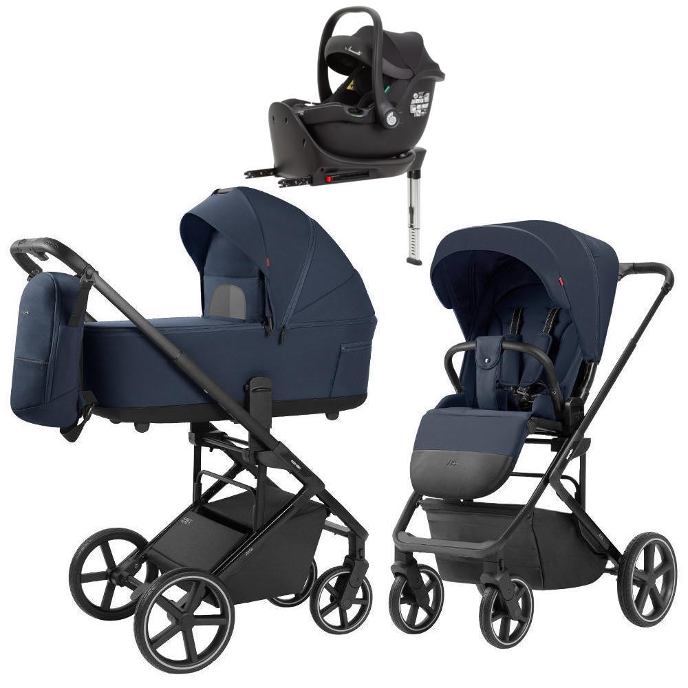 Коляска Carrello Alfa CRL-6522 2025 Ammonite AY329 Pro Absolute Black с базой Isofix 4 в 1 Denim Blue