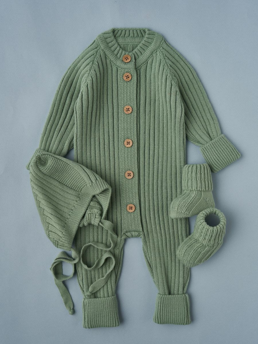 Комбинезон, шапочка гномик, носки Little Star Лапша 0001-3 (ЧЗ-нк) серо-зеленый 56