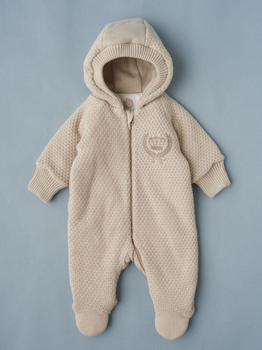 Комбинезон Little Star Герб вязаный на молнии утепленный 1725 (ЧЗ-мз) экрю 62
