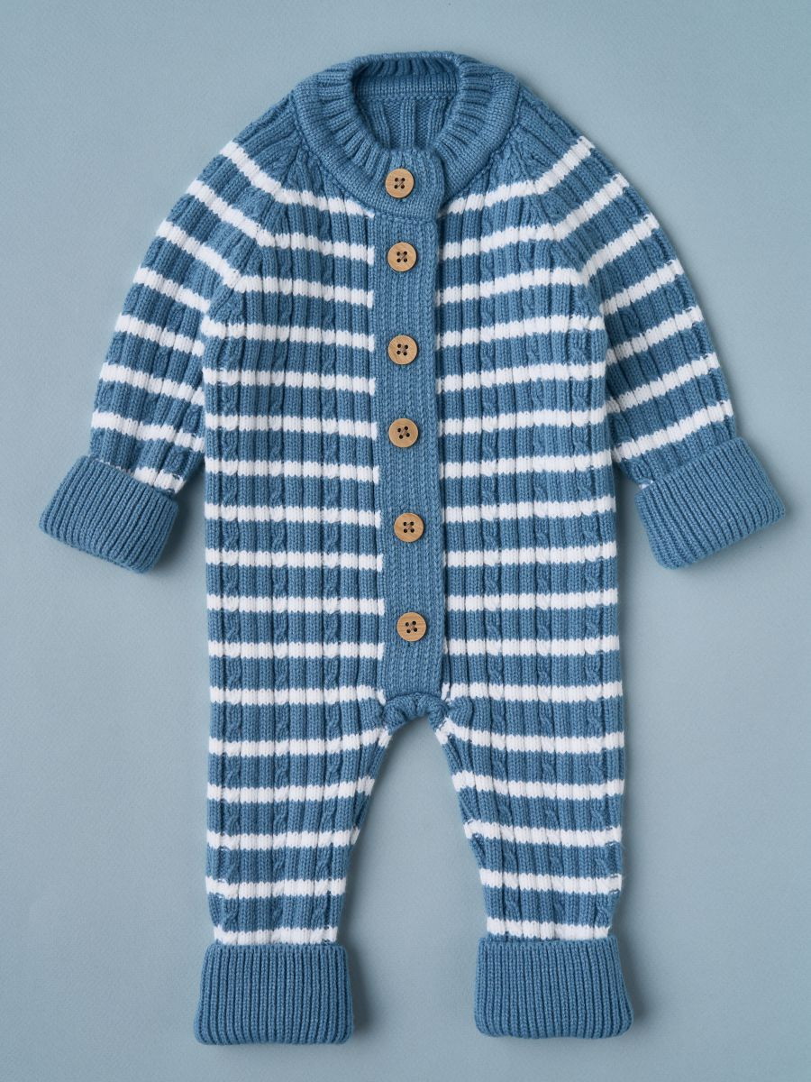 Комбинезон вязаный Little Star Косичка Полоска 83003 (ЧЗ-нк) индиго/белый 62