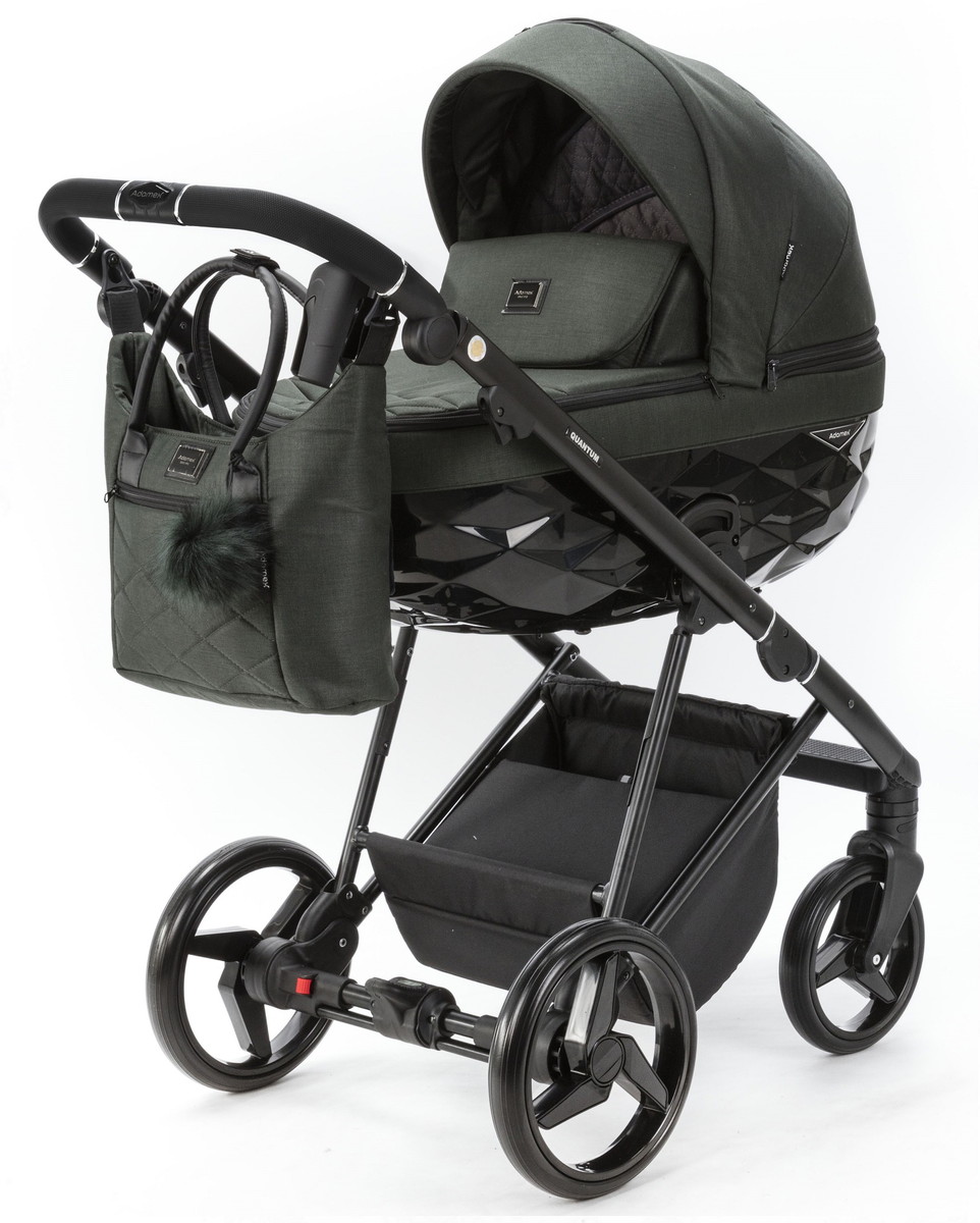 Детская коляска Adamex Quantum 3 в 1 Q-TK105 LUX (Т.ЗЕЛЕНЫЙ)