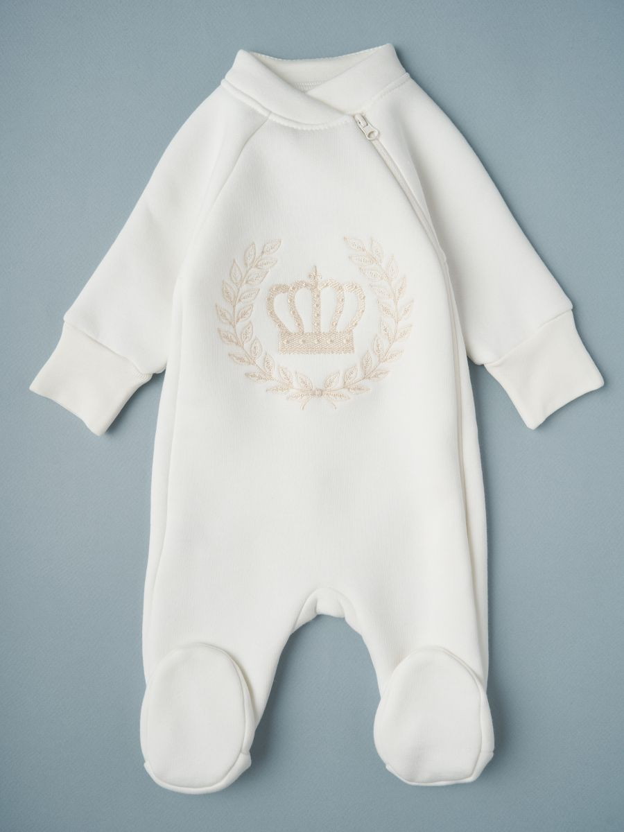 Комбинезон Little Star Герб Корона из футера с начесом 830451 (ЧЗ-мз) крем 68