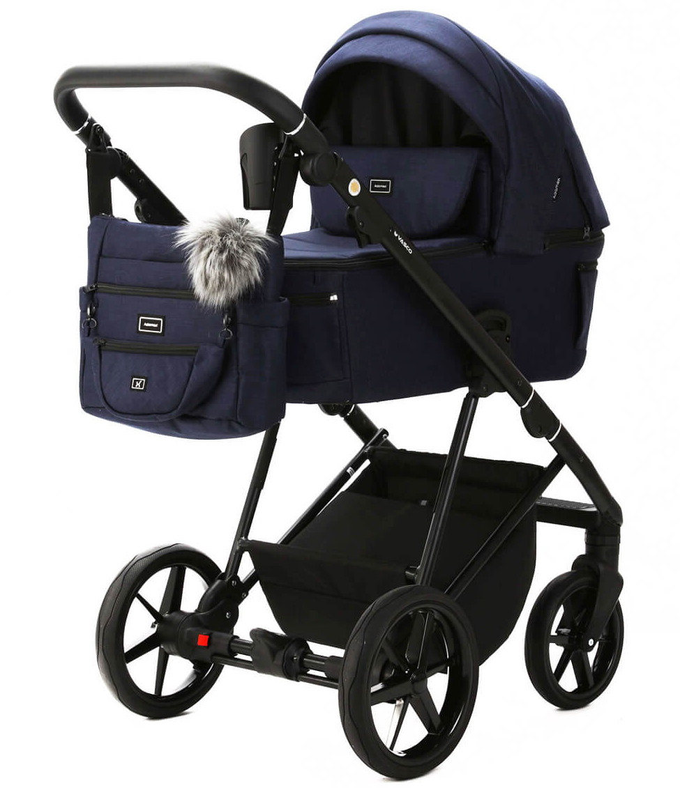 Детская коляска Adamex Vasco 3 в 1 V-TK67 LUX (СИНИЙ)
