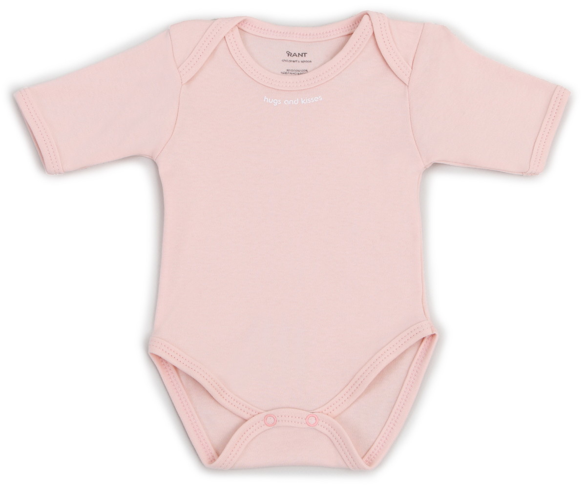 Боди Rant Hugs and Kisses с коротким рукавом Soft Pink 68
