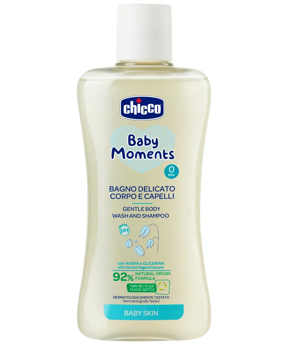 Нежная пена Chicco Baby Moments для волос и тела 200 мл