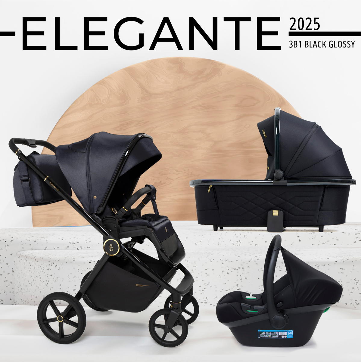 Детская коляска Sweet Baby Elegante 3 в 1 SBL GL Black