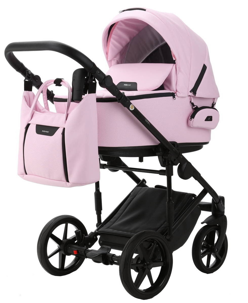 Детская коляска Adamex Zico Deluxe 3 в 1 Z-SA16 РОЗОВ. ЗЕФИР КОЖА
