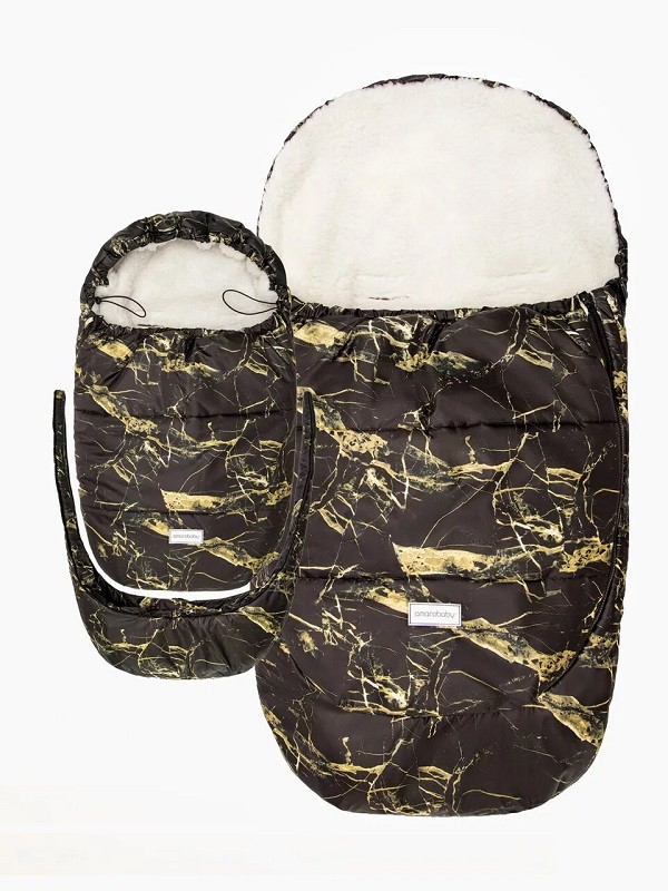 Конверт-трансформер меховой AmaroBaby Snowy Travel 85-105 см Гранит, черный