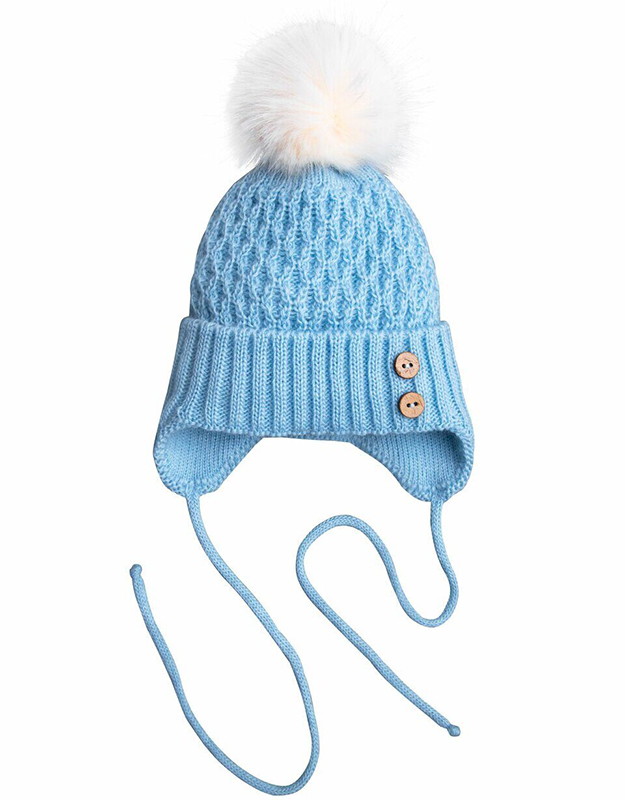 Шапочка вязаная AmaroBaby Pure Love Wool утепленная голубой 40