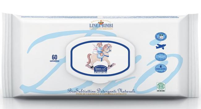 Детские органические влажные салфетки Helan Linea Bimbi 60 штук