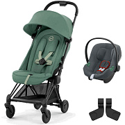 Коляска Cybex Coya Matt Black Frame Aton B2 i-Size Steel Grey Leaf Green с дождевиком