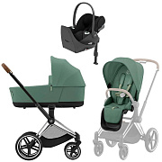 Коляска Cybex Priam IV Chrome Brown complete Cloud T Sepia Black Plus Base T 4 в 1 Leaf Green