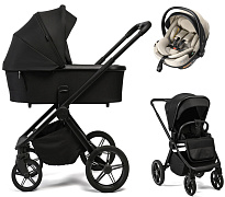 Детская коляска Peppy Monaco Plus 3 в 1 с автокреслом Welldon Crown 2 Black (черный), рама черная