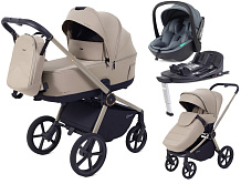 Детская коляска Rant Flex Therm Soft 4 в 1 с автокреслом Miro Graphite и базой Sandy Beige