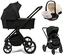 Детская коляска Peppy Monaco Plus 3 в 1 с автокреслом Verona Beige Black (черный), рама черная