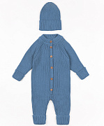 Комбинезон вязаный AmaroBaby Pure Love Tot демисезонный с шапочкой голубой 62
