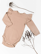 Боди AmaroBaby Fashion с длинным рукавом с рюшами бежевый 56
