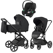 Коляска Carrello Alfa CRL-6522 2025 Cybex Aton B2 i-Size Volcano Black 3 в 1 Rock Black