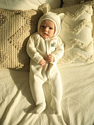 Комбинезон Little Star Мишка с капюшоном футер с начесом 30321 (ЧЗ-мз) крем 62