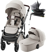Коляска 4 в 1 Britax Roemer Smile 5Z LUX и автокресло Baby-Safe Core Frost Grey + база Baby-Safe Core Soft Taupe