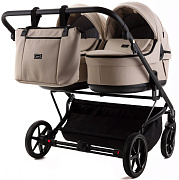 Детская коляска для двойни Adamex Leo Duo Deluxe 3 в 1 DUO-SA7 (СВ.БЕЖЕВАЯ КОЖА)