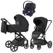 Коляска Carrello Alfa CRL-6522 2025 Cybex Aton B2 i-Size Bay Blue 3 в 1 Rock Black