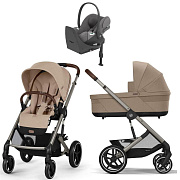 Коляска Cybex Balios S Lux TPE complete Cloud T Mirage Grey Plus Base T 4 в 1 Almond Beige с дождевиками