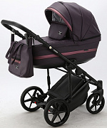 Детская коляска Adamex Rimini Deluxe 2 в 1 RI236 сливовая кожа+т.сирень.перл.отделка