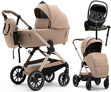 Коляска Agex Prima Pro 4 в 1 с автокреслом i-Safe Black и базой APP232 Beige (Бежевый)