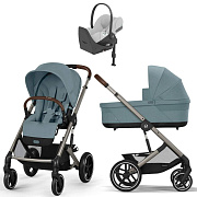 Коляска Cybex Balios S Lux TPE complete Cloud T Platinum White Plus Base T 4 в 1 Stormy Blue с дождевиками