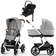 Коляска Cybex Talos S Lux SLV complete Aton S2 Moon Black Base One 4 в 1 Stone Grey с дождевиками