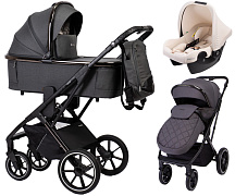 Детская коляска Peppy Tecla 3 в 1 с автокреслом Rise Milk Shadow Antrazit Chrome Edition (Графитовый)