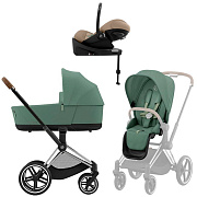 Коляска Cybex Priam IV Chrome Brown complete Cloud G Almond Beige Plus Base G 4 в 1 Leaf Green