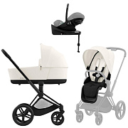 Коляска Cybex Priam IV Matt Black complete Cloud G Stone Grey Plus Base G 4 в 1 Off White