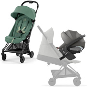 Коляска Cybex Coya Matt Black Frame Cloud T i-Size Mirage Grey Leaf Green с дождевиком