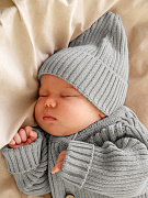 Шапочка вязаная AmaroBaby Pure Love Tot, демисезонная ЧЗ серый 46