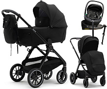 Коляска Agex Prima Pro 4 в 1 с автокреслом i-Safe Black и базой APP626 Black (Черный)